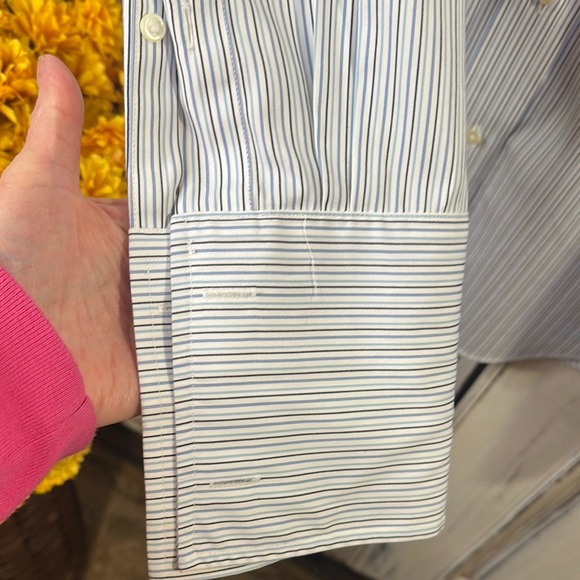 Men's Jos.A.Bank Striped Blue Dress Shirt - Picture 5 of 7